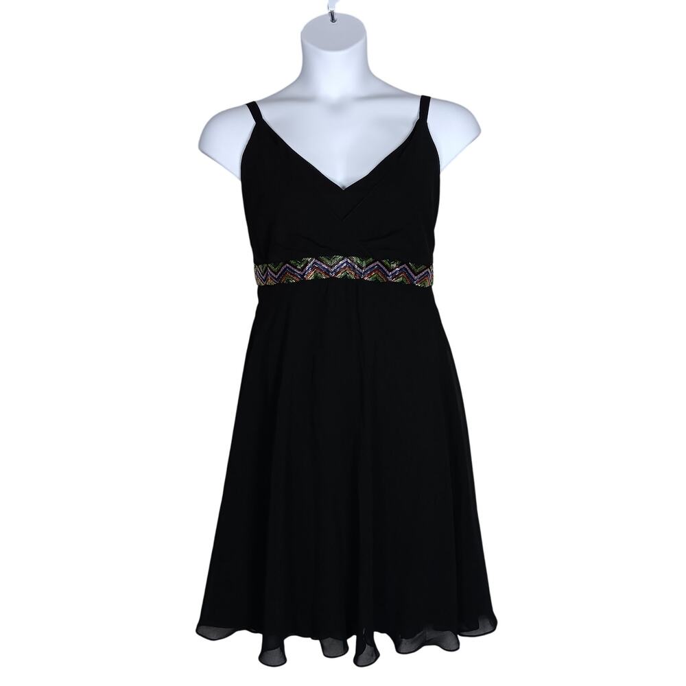 Eva Blue Sheer Party / Prom Dress Beaded Multicolor Band Size 22 Sleeveless